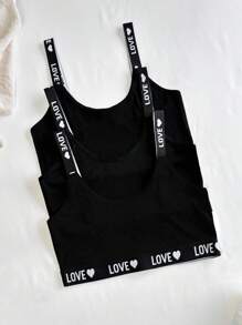 3 Stücke Damen Buchstaben Jacquard Bequemer BH-Set