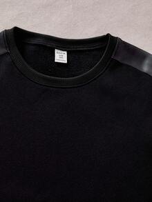 2件套男童休闲渐变印花宽松卫衣和运动裤套装 - 黑色 - 查看 7