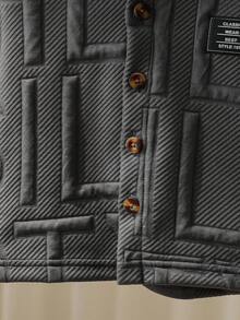 SHEIN 1 件男婴连帽拉链夹克，纹理棉混纺面料，适合秋冬季