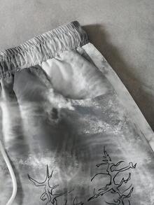 PAVTROS 男士复古扎染印花裤日式裤装图案运动裤男士艺术裤扎染裤宽松运动裤，2000 年代风格，适合秋季 - 彩色 - 查看 6