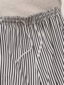 INAWLY 女式抽绳 T 恤和条纹短裤，黑白马标志 2 件套 - 黑色 - 查看 4