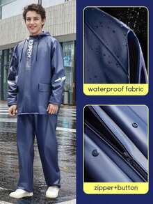 SHEIN Men's Waterproof Rain Gear Set - Durable PVC Material, Thick Waterproof Fabric, Breathable Suitable For Motorcycle Riding, Outdoor Sports And Travel - Multicolor - View 5