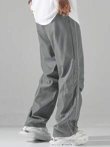 Manfinity Hypemode Men's Street Collegiate Style Pants, Fall - Grey - View 2