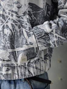 NEON BLANC Chaqueta casual con capucha y cremallera con estampado de ramas de otoño para hombre, para otoño e invierno - Blanco - Ver 5