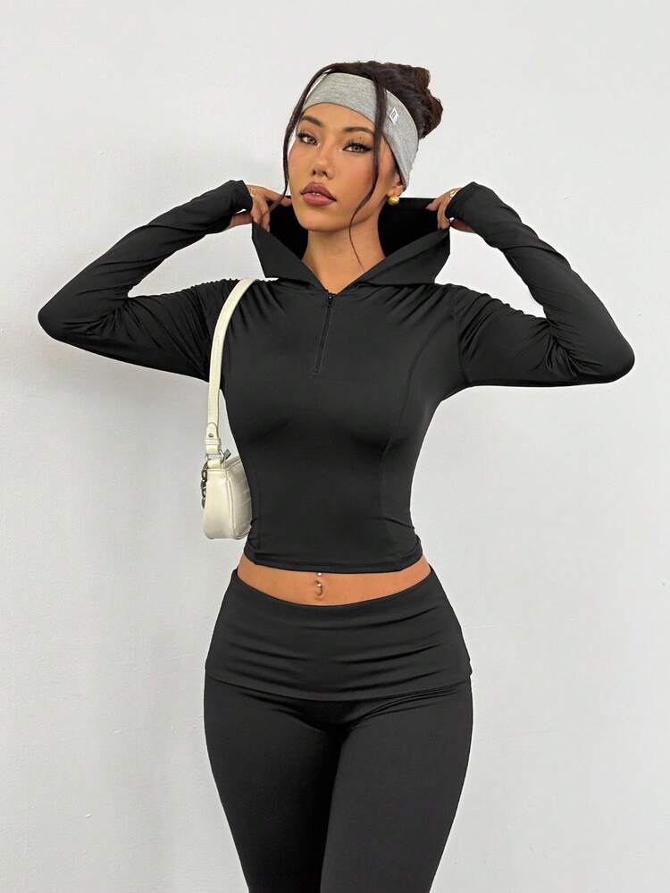 Women's Hooded Long Sleeve Top & Skinny Pants Sports Suit
