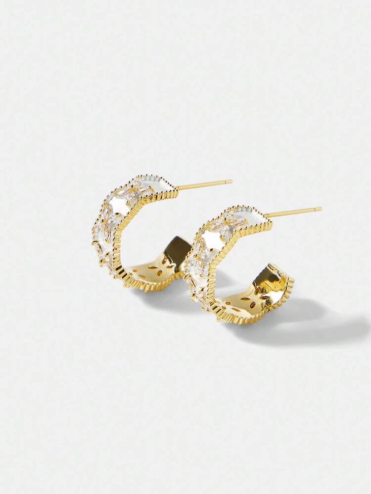 18K GOLD PLATED DRIP OIL PRINT HOOP EARRINGS