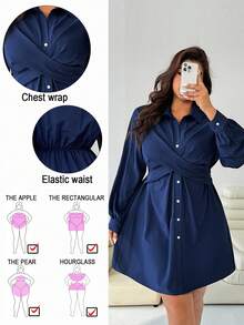 Solflare 秋冬新款连衣裙、修身大码连衣裙、个性化设计裹身裙、大码休闲纯色纽扣前衬衫裙、老钱风格女装、秋季、返校节、外出、约会、婚礼宾客礼服、裹身裙、秋季、返校节、外出、约会、婚礼宾客礼服、裹身裙、秋冬、优雅派对礼服、女士婚礼宾客礼服、民事婚礼礼服、女士约会礼服、女士夜间外出礼服、女士夏季礼服、女士蜜月装。女士婚礼宾客 - 寶藍色 - 查看 3