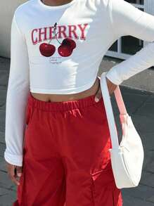 青少年女孩基本款休闲针织圆领长袖上衣和编织直筒裤套装 - 彩色 - 查看 3