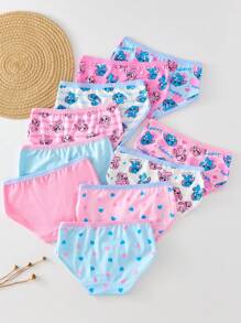 SHEIN 10pcs/Set Young Girl' Cute Cartoon Animal Print Briefs Panties, Colorful Rabbit Design, Summer Cute Underwear Fall Winter