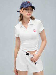 Eassivo Eassivo 女士运动网球 Polo 衫，休闲日常穿着 - 白色 - 查看 7