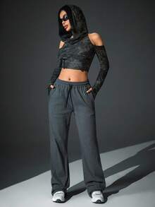 EURMUSE BRUSHED WINTER COZY PANTS FOR DAILY USAGE - Dark Grey - View 4