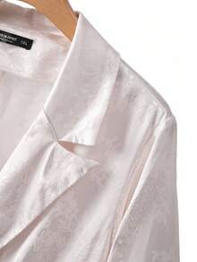 SHEIN Clasi Conjunto de traje elegante de pierna ancha de alta gama para mujer de talla grande, blazer de manga larga y pantalones, versátil y de moda para el uso diario - Beis - Ver 3