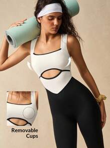 VARSIVA Bộ đồ liền thân không tay khoét lỗ màu tương phản, vừa vặn - Nhiều màu - Xem 5