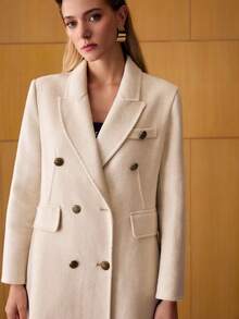 MOTF PREMIUM WOOL DOUBLE BREASTED OVERCOAT - Apricot - View 2