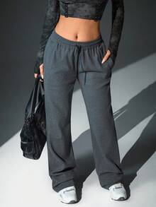 EURMUSE BRUSHED WINTER COZY PANTS FOR DAILY USAGE - Dark Grey - View 5