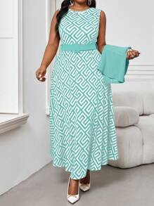 Fleurora 2025 New Spring And Summer Autumn And Winter Casual Elegant Round Neck Flared Belted Button Midi Long Sleeve Casual Elegant Multi-Color Dress Professional Clothes Brown Skirt Yellow Skirt Women Outfit Sets Fall Clothes For Women - Blue - View 4