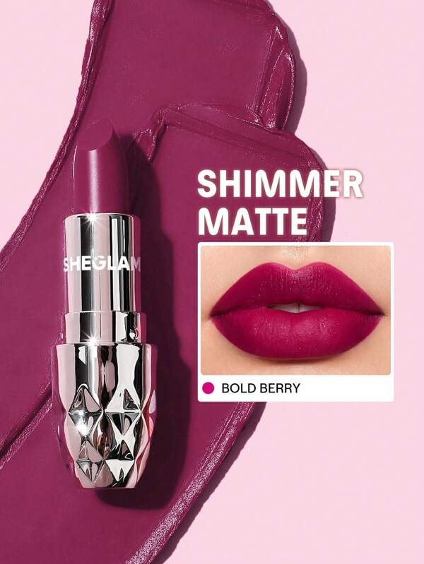 SHEGLAM Starlight Velvet Lipstick-Bold Berry 10 Colors Shimmer Matte Long Lasting Lipstick Nourishing Silky Smooth Lipstick Brand Beauty Makeup Face Paint Cosmetic For Women Girls Perfect For Fall Winter Ideal For Y2K Fancy Fashion Suitable For Birthday Christmas Present Party Ready Best Color