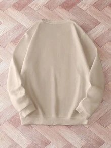 INAWLY 女士圆领长袖休闲字母印花运动衫、长袖上衣 - 杏色 - 查看 2