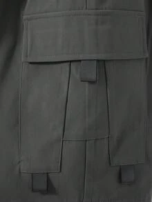 SHEIN Lässige graue Cargo-Shorts mit Taschen für Teenager, sportlicher Street-Punk-Rock-Preppy-Stil, geeignet für Frühlings-/Sommerausflüge, Partys, Musikfestivals - Dunkelgrau - Übersicht 5