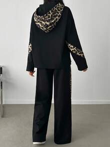 EURMUSE LEOPARD SIDE DETAILED SWEATSHIRT AND PANTS SET - Black - View 2