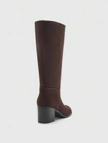 CUCCOO BIZCHIC Women's New Fashion Commuter Casual Lace-Up Buckle Thick Heel British Rider Motorcycle Mid-Calf Boots - Brown - View 8