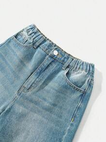 Explorewe 2025 Spring/Summer New Loose Straight Leg Vintage Y2K Washed Comfortable Casual Jeans For Tween Girls Fall Winter - Medium Wash - View 4