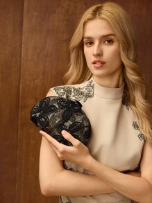 MOTF PREMIUM 女士时尚花卉印花编织手拿包