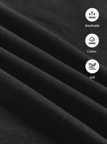 SHEIN Baby Boy Casual Loose Comfortable Halloween English Letter Cute Style Cartoon Print Short Sleeve Top, Suitable For Summer - Black - View 6