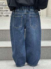 DAZY Young Boy Loose Straight Leg Jeans , Basic Bottoms For Kids, Fall - Blue - View 5