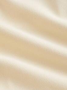 SHEIN MOD Áo sơ mi màu đen trắng cổ bẻ tay dài màu tương phản ngực nhún bèo, áo sơ mi đen, áo cánh cài nút, áo sơ mi nữ tay dài, áo sơ mi nữ có cổ, áo sơ mi nữ công sở, áo sơ mi trang trọng, áo sơ mi cổ chữ V - Màu be - Xem 4