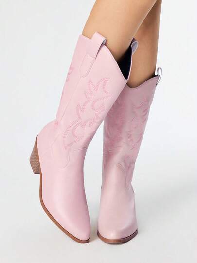 Kawaii Stivali da donna con design traforato, con ricamo a forma di ali di farfalla, stivali western. Nuovi stivali in pelle sopra il ginocchio per primavera e autunno