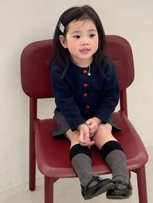 DAZY 婴幼儿女童纯色圆领长袖开衫，韩版，秋冬