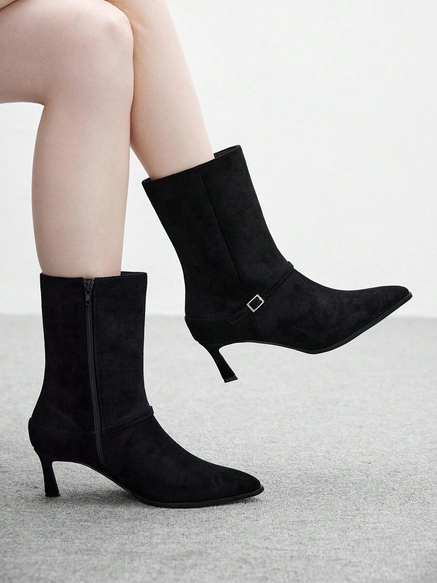 CUCCOO BIZCHIC New Pointed Toe Side Zipper Fashion Versatile Thin Heel Women Ankle Boots