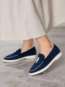 Sleekvia Women's Casual Comfortable Flat Slip-On Shoes, Versatile For Daily Wear For Christmas - Royal Blue - View 3