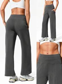 GLOWMODE Modal Silky Smooth Petite Wide Leg Active Pants Daily Casual Wear Full Autumn Fall Winter - Dark Grey - View 7