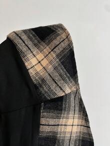 Elamini Women's Autumn/Winter Fashion Plaid Patchwork Contrast Color Waist Shirt Collar Long Sleeve Blouse Fall Cloth For Women - Multicolor - View 5