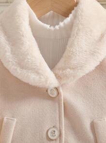 Souflis Souflis Baby Girls' Fluffy Bow V-Neck A-Line Long Sleeve Jacket. V-Neck Fluffy 3D Bow Sleeve Design, Exquisite And Elegant. Long Sleeve A-Line Silhouette With Faux Pockets, Classic And Graceful. Whether To Play Or Attending A Family Gathering, The Baby Can Be The Most Shining Presence. Fall Winter