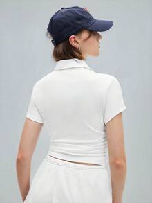 Eassivo Eassivo 女士运动网球 Polo 衫，休闲日常穿着 - 白色 - 查看 3