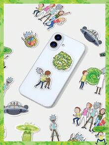 Rick and Morty X SHEIN 可爱卡通宇宙飞船战斗印花贴纸套装 - 彩色 - 查看 1