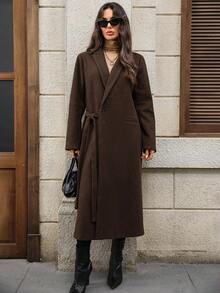 EMERY ROSE Women's Fashionable & Versatile Overcoat, Autumn/Winter Fall Overcoat Teacher - Coffee Brown - View 9