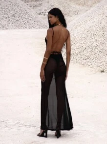 MUSERA Đầm maxi lưới nhiều lớp, thích hợp cho các dịp đặc biệt như đi chơi đêm, sinh nhật, thanh lịch, mùa thu, tiệc tùng, mùa xuân, hè, kỳ nghỉ, lễ tốt nghiệp. - màu đen - Xem 4