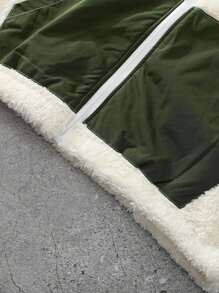 Claim Dot 男士时尚休闲针织拼接羊羔绒外套，拼接设计，舒适保暖面料，实用口袋，适合时尚日常休闲穿着、户外活动、休闲运动、节日礼物、男友礼物、秋冬季长袖上衣 - 米色 - 查看 8