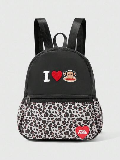 Paul Frank X ROMWE Women Leopard Print Embroidered Y2K Fashion Backpack