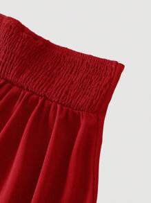 SHEIN MOD Vintage Palace Style Collegiate Solid Color Pearl Button Decor High Waist Skirt, Suitable For Dates, Parties, Holidays, Afternoon Tea