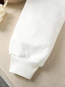 Tween Girl Casual Street Loose Raglan Shoulder Back Letter & Star Print Sweatshirt Jacket,In Fall/Winter - White - View 5