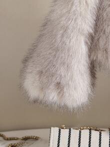 SHEIN Elladie kids Winter New Fashionable & Chic Girls Faux Fur Jacket, Tie Dye Fluffy High-End Short Thick Coat Fall - Apricot - View 5