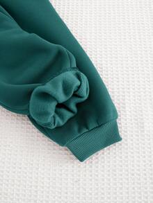 Cozy Pixies 2pcs Baby Boy Knitted Thickened Contrast Color Raglan Sleeve Crew Neck Pullover Top And Cuffed Pants Set Fall Winter - Dark Green - View 5
