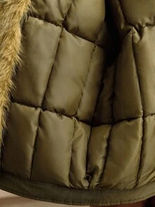 Arave Manteau matelassé pour femmes avec col amovible en fausse fourrure, design élégant et mincissant, couleur unie, style minimaliste chic et Top de gamme