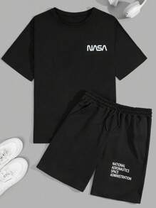 RueChic Men Cottonline Letter Printed Regular T-Shirt Set - Black - View 3