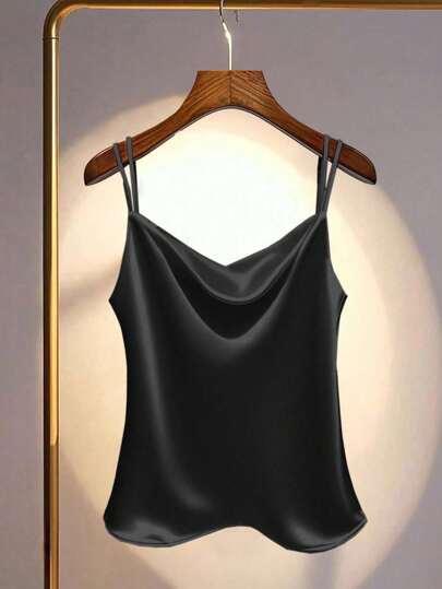 INAWLY Plus Size Women Satin Solid Color Loose Casual Camisole